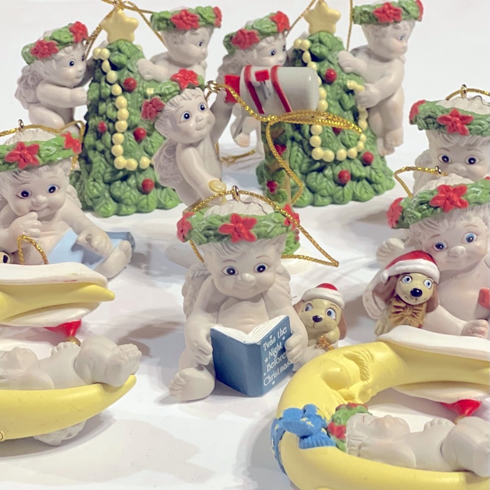Vintage Dreamsicles Cherub Christmas Ornaments Lot Of 9